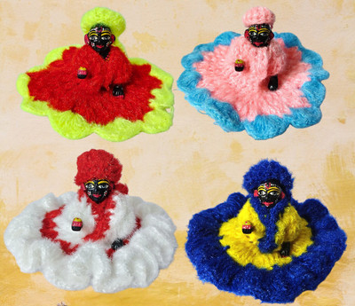 Rudram Laddu Gopal Woolen Dress Size 2-3 | Set of 4 Multicolor Winter Poshak Dress(Wool)