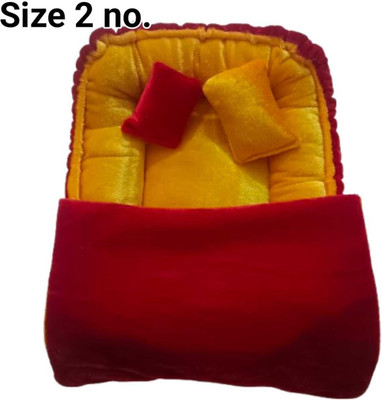 Radhay Krishna Velvet Red Yellow Bedding Set Square(Size:-2) Dress(Microfibre)