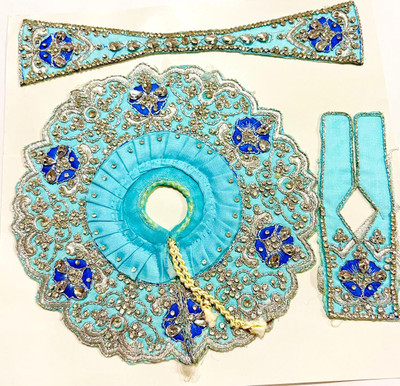 Shrisanwaliya poshak Shrisanwaliya Laddu gopal dress, size for 2 no laddu gopal ji, (Blue) Silk Dress(Silk)