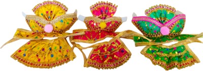 Craft World Lord Jagannath, Subhadra, Balabhadra, 4 Inch Wooden Idol Dress,Vastra Set Dress(Silk)