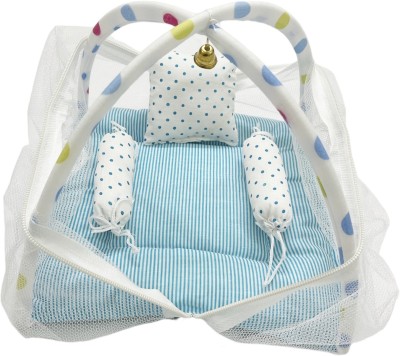 KAMAL CHILD CARE Laddu Gopal Bed, Jhula, Singhasan, Thakur ji Bed, Size: 0 to 6-Sky blue White Dress(Cotton)