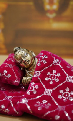 One Click Laddu Gopal Rajai Set Size 0-5 Velvet Sequins Thakur Ji Bedding Set with Pillow Dress(Cotton)