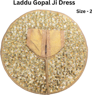 ParulBulkGifts Laddu Gopal ji Poshak Size 2, Golden Color Krishna Outfit, Shining & Premium Fabric Dress(Cotton)