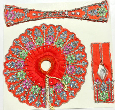 Shrisanwaliya poshak Shrisanwaliya Laddu gopal dress, Size for 3 to 4 no laddu gopal ji, (Orange) Silk Dress(Silk)