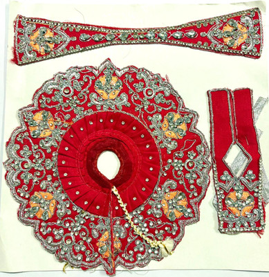 Shrisanwaliya poshak Shrisanwaliya Laddu gopal dress, Size for 3 to 4 no laddu gopal ji, (Red) Silk Dress(Silk)