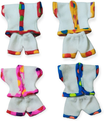 nini Laddu Gopal Ji 4 NO Winter Night Suit Set (Pack of 4) (Random Color & Print) Dress(Wool)