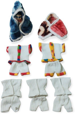 DivyaDrush 4 NO Laddu Gopal Ji Winter Wear 2 Hoodi 3 Inner 2 Night Suit Set (Random Color) Dress(Wool)