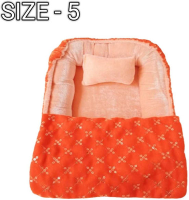 Radhay Krishna Orange Sequence Design Bedding Set Square(Size:5) Dress(Fiber)