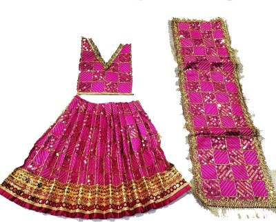 TANISHKA CREATIONS Durga Mata, Kali Mata, Mata Rani, Lahnga - Choli - Chunri set, Multicolour - 12 Inch Dress(Silk)