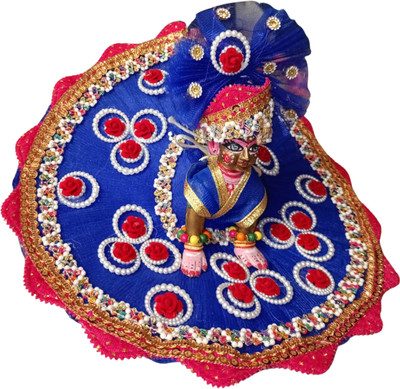 BHHAVYAACREATIONS Handcrafted Krishna Poshak for Bal Gopal – Blue with Mukut | Size 2/3 No. Dress(Silk)