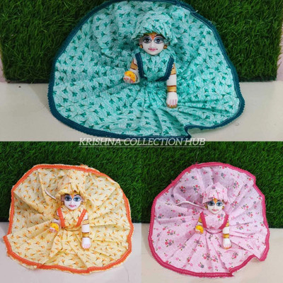 KRISHNA COLLECTION HUB laddu gopal ji (size 3)cotton dress(SET OF 3 PC) Dress(Cotton)