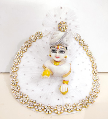 krishna shop zone Size 5 White Traditional Dress & Pagdi for Laddu Gopal Ji | Janmashtami Special Dress(Cotton)