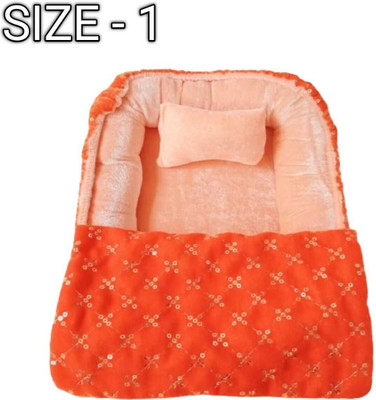 Radhay Krishna Orange Small Sequence Design Bedding Set Square(Size:1) Dress(Fiber)