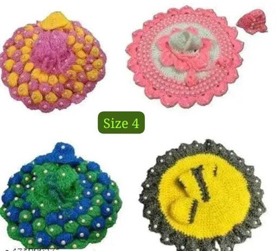 Anyfashion for size 4 laddu gopal ,kanha ji winter woolen poshak with cap (pack of 4) Dress(Wool)