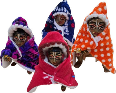 Kanha set of 4 laddu gopal ji winter hoodi [size 0 to 1] random color Dress(Velvet)