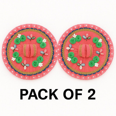 Svan Elegant Pink Laddu Gopal Poshak with Floral Design – Pack of 2 Dress(Cotton)