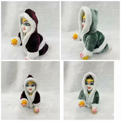 Kanha SIZE 2 LADDU GOPAL WINTER DRESS PACK OF 2 PC Dress(Cotton)