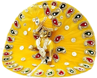 KRISHNA COLLECTION HUB laddu gopal ji fancy yellow dress 2 no size Dress(Silk)