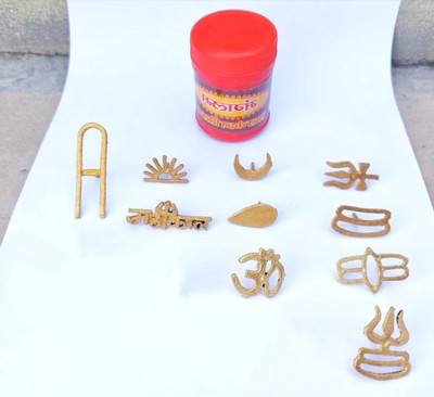Lootnixx Tilak Stamp Deity Ornament(10 Brass Forehead Tilak Stamps of Different Religion with 1 chandan)