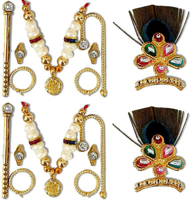 Firmus Laddu Gopal Ji Mukut Mala Janmastmi Festival with 6 items (Size-1) Pack of 2 Deity Ornament(Laddu Gopal Ji Mukut Mala Janmastmi Festival with 6 items (Size-1) Pack of 2)