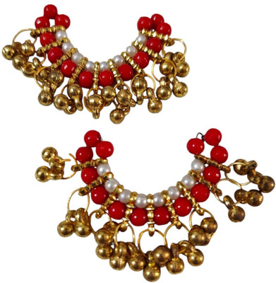 Firmus New Red Bead Payal for Laddu Gopal/Krishna Idol Ghungroo Design Deity Ornament((Size-1)Pack of 2 Anklet Decorative Jewelry for Spiritual Use & Home Temple)