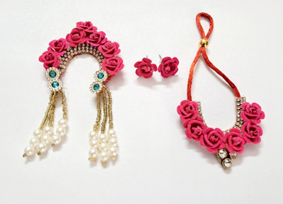 Akshera Collection Designer Chandrika with mala, earring, for radha rani size 3-5/other goddesses Deity Ornament(Radha Rani, Durga Mata, Kanha ji, Laddu Gopal)