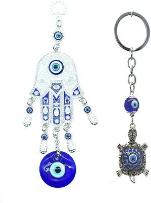 REVASHREE CRAFT WORLD Combo Silver Hand Evil Eye With Tortaise Keychain for Home Wall/Car Hanging Deity Ornament(Festivals & Occasions)