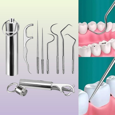 juggaris 7 pcs in 1 Stainless Steel Tooth Hygiene Tools Kit(9.65 cm, Pack of 7)