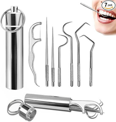 ANUVYA 7 in 1 Teeth Braces Cleaner Kit, Dental Floss Toothpicks Set with Case(8 cm)