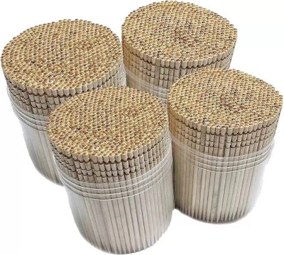 Fanqew Wooden Toothpicks / Teeth Care Sticks with Dispenser Box = 1,000 Stiks(10 cm, Pack of 4)