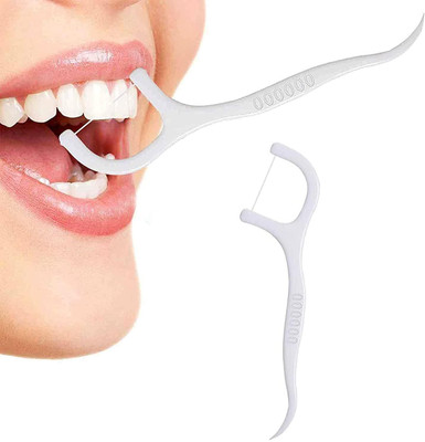 oceara 3 in 1 Dental Floss Picks 50 Pcs Mint flavored flosser with tongue cleaner(7.5 cm)