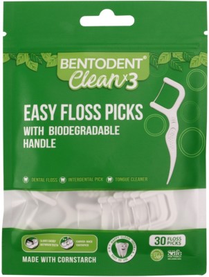 bentodent Easy Floss Picks Triple Cleaning action for Plaque removal and Healthy Gums(Pack of 30)