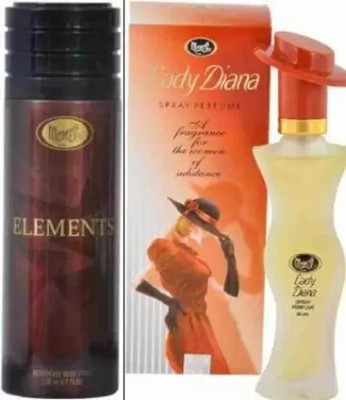 MONET NEW ELEMENTS DEO 200 ML AND LADY DIANA PERFUME 30 ML Body Spray  -  For Men & Women(230 ml, Pack of 2)