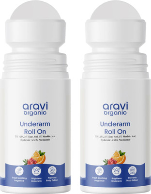 Aravi Organic Under Arm Roll On - 5% AHA & 2% Kojic Acid Control Body Odour Deodorant Roll-on Deodorant Roll-on - For Men & Women(100 ml, Pack of 2)