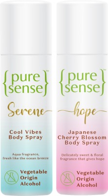 PureSense Body Spray Combo (Serene Cool Vibes + Hope Japanese Cherry Blossom) Deodorant Spray  -  For Women(300 ml, Pack of 2)