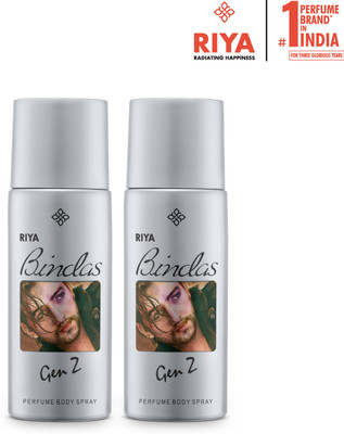 RIYA Bindas Grey Deodorant Long Lasting Fragrance 150 ML Each Deodorant Spray  -  For Men(300 ml, Pack of 2)