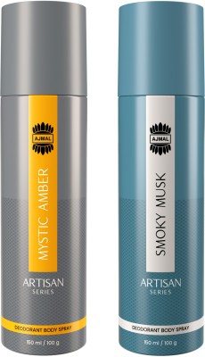Ajmal Artisan-MysticAmber&SmokyMusk Deo 150ML Deodorant Spray  -  For Men & Women(300 ml, Pack of 2)