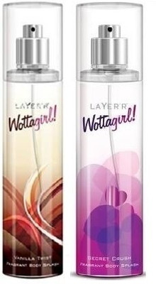 LAYER'R Wottagirl Vanilla twist & secret cursh long lasting freshness perfume- Body Spray  -  For Women(135 ml, Pack of 2)