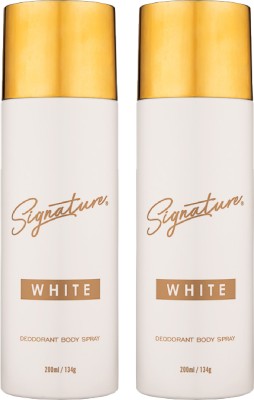 SIGNATURE White Long Lasting Fragrance Skin Friendly (200ML Each) Combo Deodorant Body Spray  -  For Women(400 ml, Pack of 2)