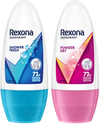 Rexona Shower Fresh and Powder Dry Underarm Roll On Deodorant Deodorant Roll-on  -  For Women(100 ml, Pack of 2)