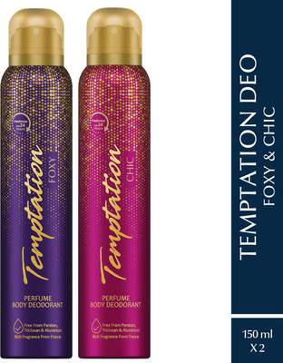 Envy Temptation Foxy and Chic Perfume Body Deodorant Spray  -  For Women(300 ml, Pack of 2)