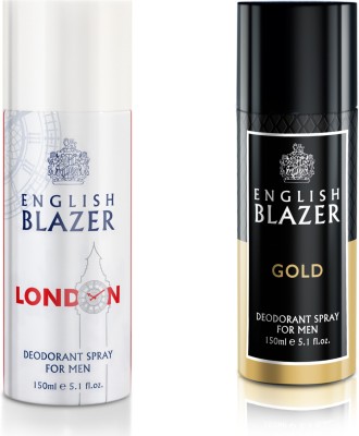 English BLAZER London +Gold Deodorant Spray  -  For Men(150 ml, Pack of 2)