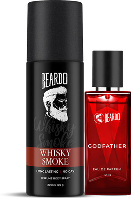 BEARDO Godfather Perfume 50 ml & Whisky Smoke Perfume Body Spray 120ml Deodorant Spray – For Men (170 ml, Pack of 2)