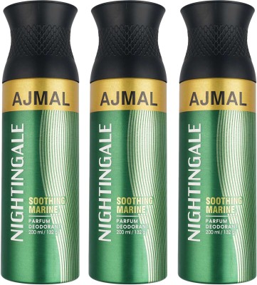 Ajmal 3 Nightingale Each 200ML Deodorant Spray  -  For Men & Women(600 ml, Pack of 3)