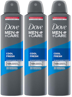 DOVE Men+Care Cool Fresh Dry Spray Antiperspirant Deodorant (Pack Of 3) Deodorant Spray – For Men  (750 Ml, Pack Of 3) For Rs. 395 @ 67 %