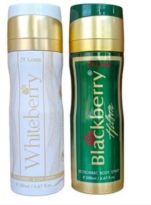 St. Louis 1 WHITE BERRY & 1 BLACK BERRY HILTON DEODORANT,200ML EACH, PACK OF 2. Deodorant Spray  -  For Men & Women(400 ml, Pack of 2)