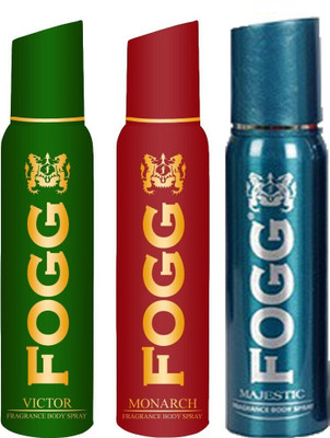 FOGG COMBO PACK OF VICTOR DEODORANT + MONARCH DEODORANT + MAJESTIC DEODORANT 600ml Deodorant Spray  -  For Men(600 ml, Pack of 3)