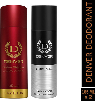 DENVER Honour,Black Code Deodorant |Long Lasting|Provides 24hour odor protection Deodorant Spray  -  For Men(315 ml, Pack of 2)