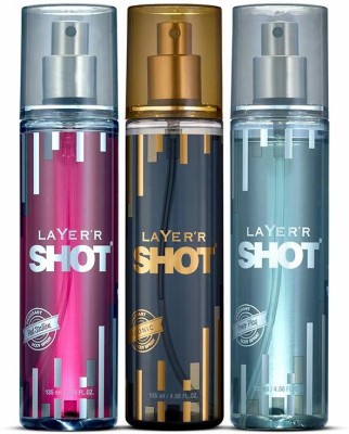 LAYER'R SHOT RED STALLION, ICONIC, POWER PLAY COMBO PACK OF (3x135ML) Body Spray  -  For Men & Women(135 ml, Pack of 3)