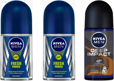 NIVEA 2pc Fresh power and DI Energy 50ml roll on set of 3 Deodorant Roll-on  -  For Men & Women(150 ml, Pack of 3)